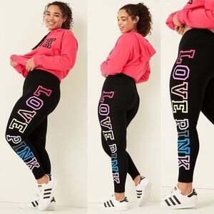 PINK VICTORIA’S SECRET COTTON HIGH WAIST LEGGINGS SIZE LARGE